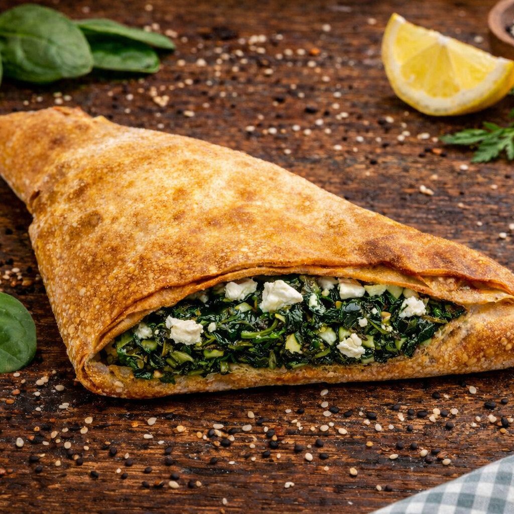 ΤΡΙΓΩΝΗ ΣΠΑΝΑΚΟΠΙΤΑ ΒΕΡΓΑΣ ΜΕ ΤΥΡΙ